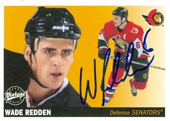 66383 Wade Redden Autographed Hockey Card Ottawa Senators 2002 Ud Vintage No. 174