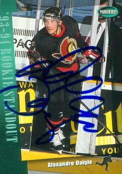 66389 Alexandre Daigle Autographed Hockey Card Ottawa Senators 1994 Parkhurst No. 285