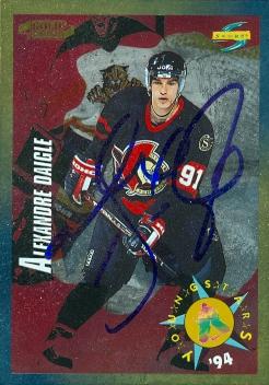 66394 Alexandre Daigle Autographed Hockey Card Ottawa Senators 1994 Score Gold Line No. 248