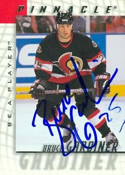 66395 Bruce Gardiner Autographed Hockey Card Ottawa Senators 1998 Pinnacle No. 51