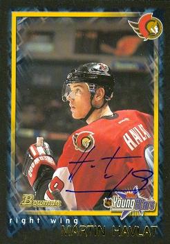 66402 Martin Havlat Autographed Hockey Card Ottawa Senators 2002 Bowman No. 142