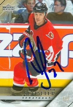 66443 Peter Schaefer Autographed Hockey Card Ottawa Senators 2006 Upper Deck No. 382