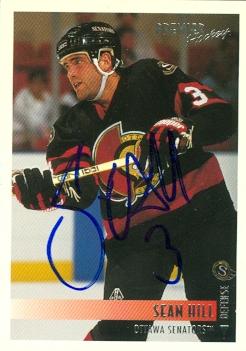 66455 Sean Hill Autographed Hockey Card Ottawa Senators 1995 Topps Premier No. 545