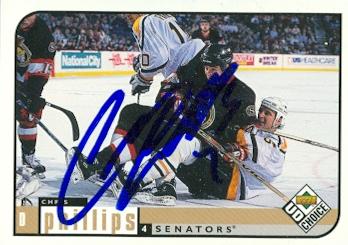 66458 Chris Phillips Autographed Hockey Card Ottawa Senators 1998 Ud Choice No. 143