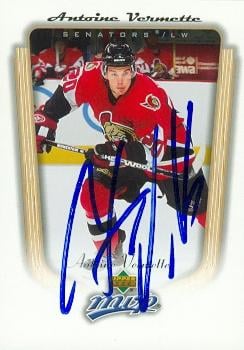 66487 Antoine Vermette Autographed Hockey Card Ottawa Senators 2005 Upper Deck Mvp No. 277
