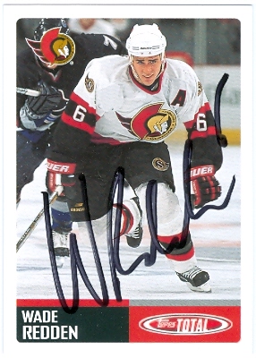 66495 Wade Redden Autographed Hockey Card Ottawa Senators 2003 Topps Total No. 217