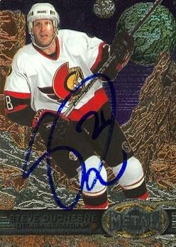 66496 Steve Duchesne Autographed Hockey Card Ottawa Senators 1997 Fleer Metal No. 106
