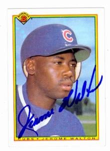 66544 Jerome Walton Autographed Baseball Card Chicago Cubs 1990 Topps Bowman No. 35