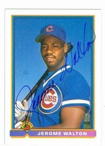 66545 Jerome Walton Autographed Baseball Card Chicago Cubs 1991 Topps Bowman No. 413