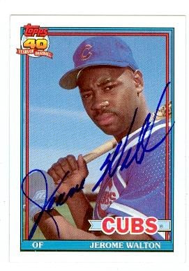 66546 Jerome Walton Autographed Baseball Card Chicago Cubs 1991 Topps No. 135