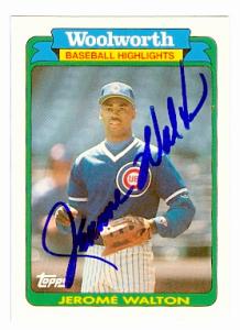 66550 Jerome Walton Autographed Baseball Card Chicago Cubs 1990 Topps Woolworth No. 6 Baseball Highlights