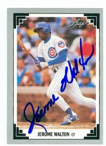 66552 Jerome Walton Autographed Baseball Card Chicago Cubs 1991 Leaf No. 39