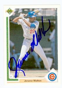 66554 Jerome Walton Autographed Baseball Card Chicago Cubs 1991 Upper Deck No. 332