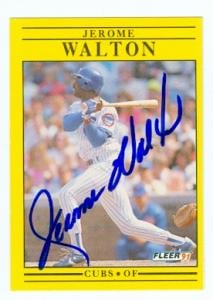 66555 Jerome Walton Autographed Baseball Card Chicago Cubs 1991 Fleer No. 437