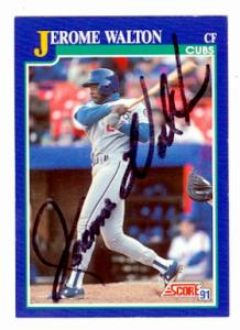 66559 Jerome Walton Autographed Baseball Card Chicago Cubs 1991 Score No. 13
