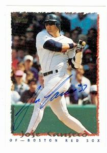 66579 Jose Canseco Autographed Baseball Card Boston Red Sox 1995 Topps No. 72T Traded Set