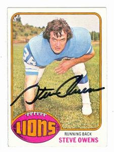 66601 Steve Owens Autographed Football Card Detroit Lions 1976 Topps No. 508