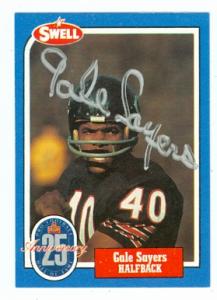 66602 Gale Sayers Autographed Football Card Chicago Bears 1988 Swell Legends No. 106
