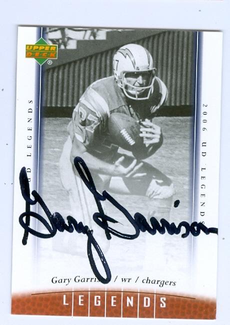 66603 Gary Garrison Autographed Football Card San Diego Chargers 2006 Upper Deck Legends No. 93