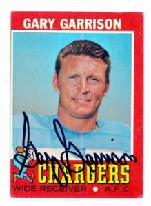 66604 Gary Garrison Autographed Football Card San Diego Chargers 1971 Topps No. 172