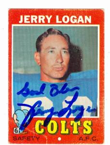 66612 Jerry Logan Autographed Football Card Baltimore Colts 1971 Topps No. 134