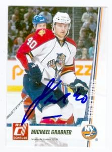 66626 Michael Grabner Autographed Hockey Card New York Islanders Florida Panthers 2010 Panini Donruss No. 189