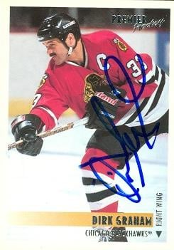 66636 Dirk Graham Autographed Hockey Card Chicago Blackhawks 1994 Topps Premier No. 67