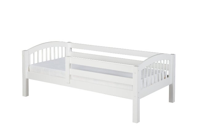 C303-wh Day Bed With Front Guard Rail Arch Spindle Headboard White Finish, Twin Size Mattress