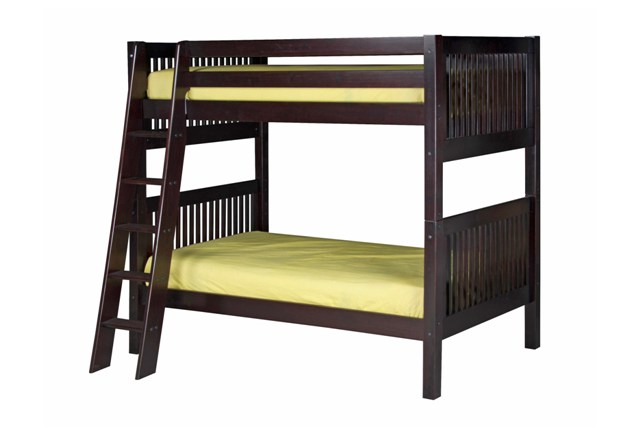 C912a-cp Bunk Bed Mission Headboard Angle Ladder Cappuccino Finish, Twin Size Mattress