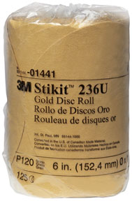 1634 6 In. 400a Dust Free Gold Stikit Stikit Gold Disc, 6 In. P400a, 175 Discs Per Roll