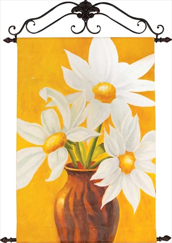 Manual Woodworkers And Weavers Iocagd Golden Daisies Hand Painted Oil On Canvas Vertical 29.5 X 42 In.