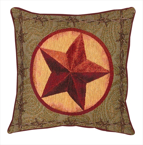 Manual Woodworkers And Weavers Tlwss Western Star Tapestry Pillow Vivid Colors Filled With Recycled Fibers 17 X 17 In. Poly Blend