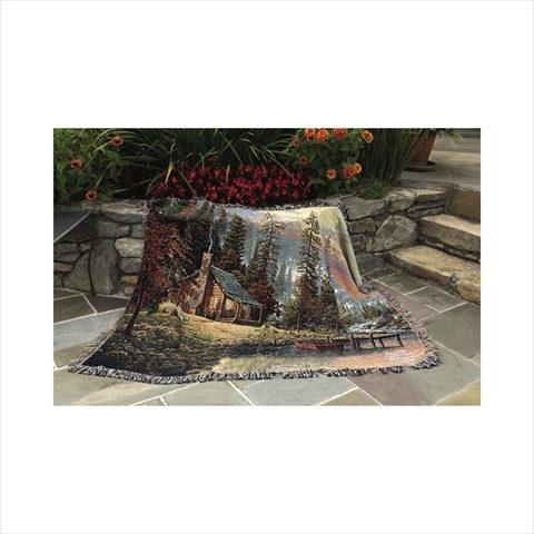 A Peaceful Retreat Tapestry Throw Blanket Fashionable Jacquard Woven 60 X 50 In.