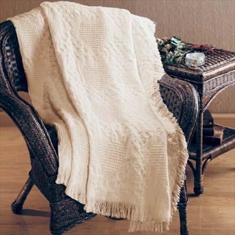 Basket Weave Hearts 2 Layer Throw Blanket Fashionable Jacquard Woven 46 X 60 In.
