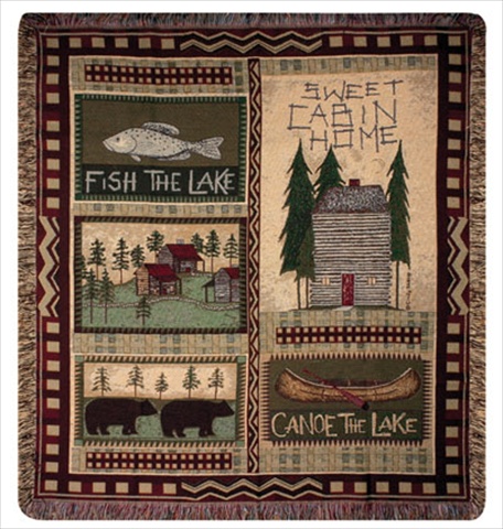 Big Bear Lodge Tapestry Throw Blanket Fashionable Jacquard Woven 50 X 60 In.
