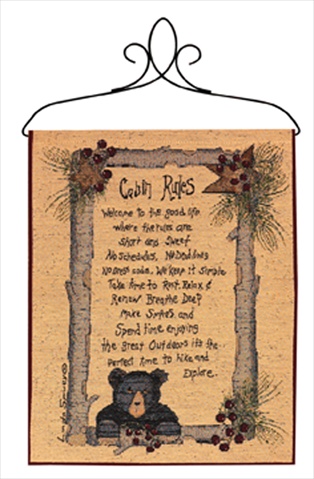 Manual Woodworkers And Weavers Hwcbrl Cabin Rules Tapestry Wall Hanging Vertical 13 X 18 In.