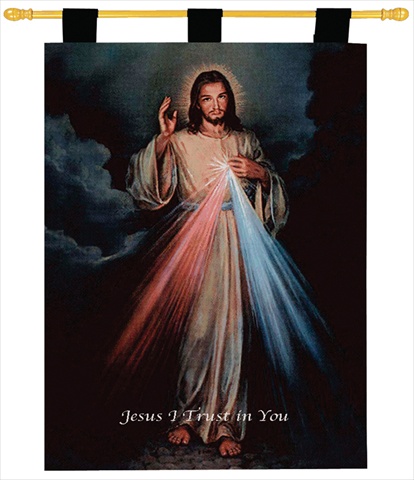 Manual Woodworkers And Weavers Hwdime The Divine Mercy Tapestry Wall Hanging Vertical 26 X 36 In.