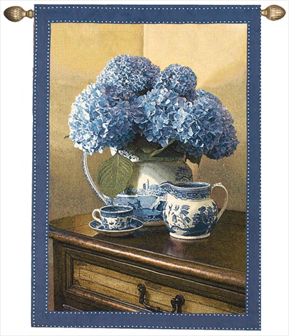 Manual Woodworkers And Weavers Hwgblu Blue Willow Tapestry Wall Hanging Vertical 35 X 47 In.