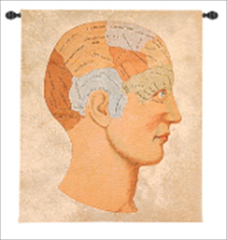 Vintage Phrenology Tapestry Wall Hanging Vertical 35 X 42 In.