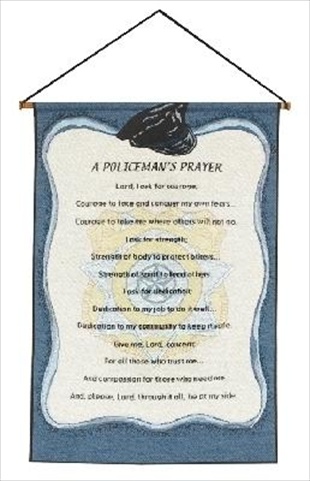 Manual Woodworkers And Weavers Hwpopr A Policeman Prayer Tapestry Wall Hanging Vertical 17 X 25 In.