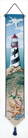 Manual Woodworkers And Weavers Tbplhv Lighthouse View Woven Tapestry Bell Pull Vertical 6.75 X 41 In.