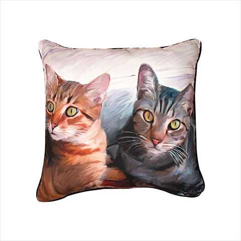 Manual Woodworkers And Weavers Slst2c Paws And Whiskers Sweepo And Toney Cats Printed Pillow Durable Polyester 18 X 18 In.