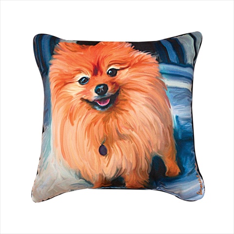 Manual Woodworkers And Weavers Slbppm Paws And Whiskers Blue Pom Pomeranian Printed Pillow 18 X 18 In.
