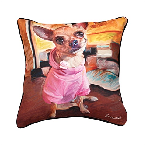 Manual Woodworkers And Weavers Slcbch Paws And Whiskers Chihuahua Bella Printed Pillow 18 X 18 In.