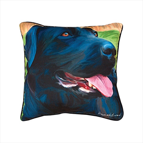 Manual Woodworkers And Weavers Slhlb Paws And Whiskers Handsome Black Lab Printed Pillow 18 X 18 In.