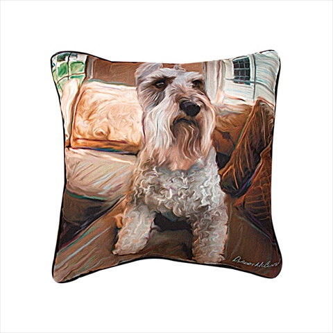 Manual Woodworkers And Weavers Slshnz Paws And Whiskers Schnauzer Printed Pillow 18 X 18 In.