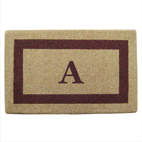 02023a Single Picture - Brown Frame 22 X 36 In. Heavy Duty Coir Doormat - Monogrammed A