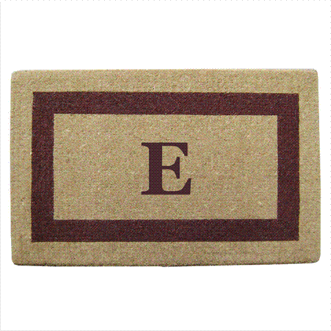 02023e Single Picture - Brown Frame 22 X 36 In. Heavy Duty Coir Doormat - Monogrammed E