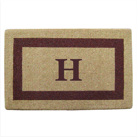 02023h Single Picture - Brown Frame 22 X 36 In. Heavy Duty Coir Doormat - Monogrammed H