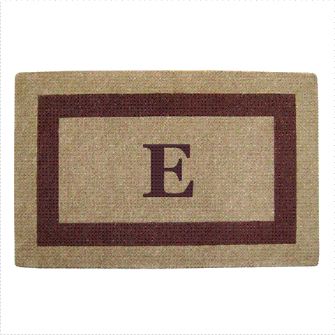 02083e Single Picture - Brown Frame 30 X 48 In. Heavy Duty Coir Doormat - Monogrammed E